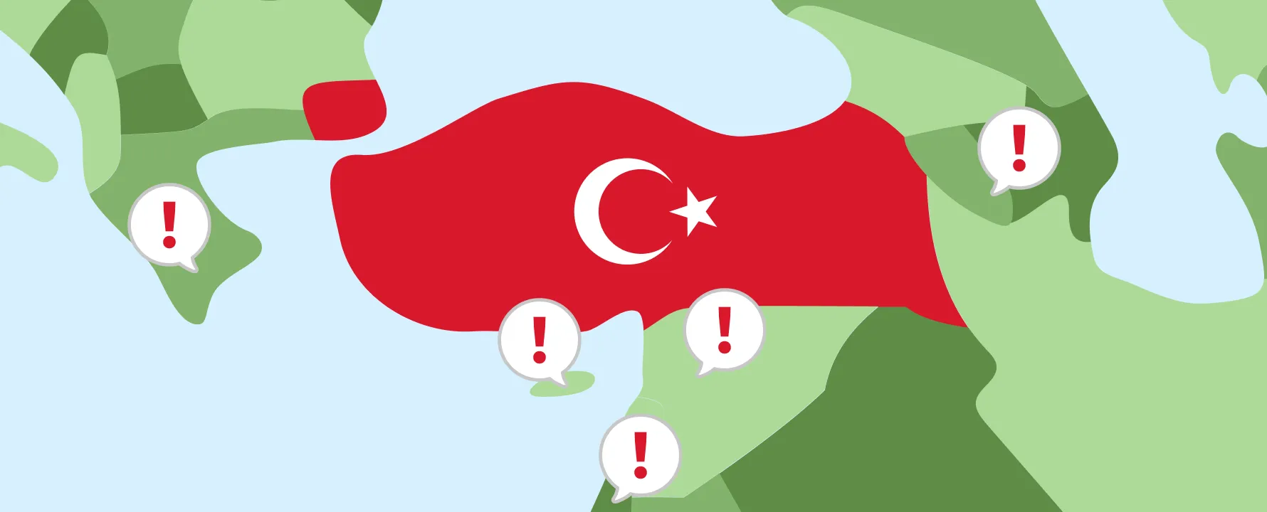 トルコを中心とした世界地図