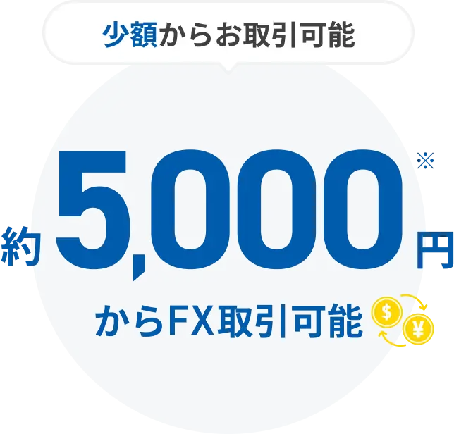 少額からお取引可能 約5,000円※からFX取引可能